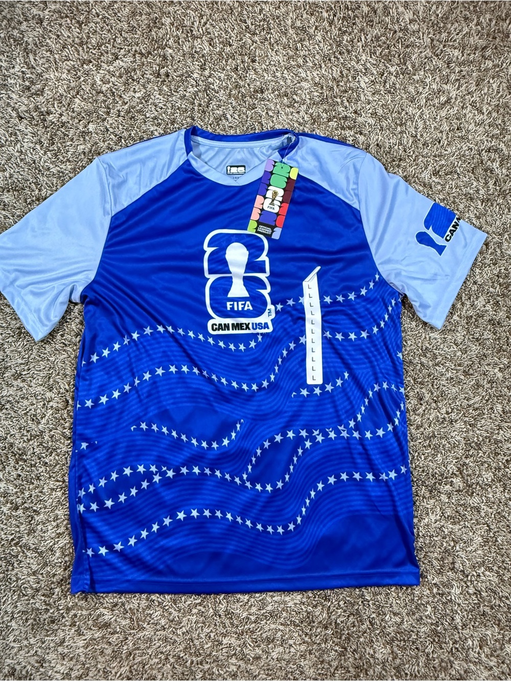 FIFA CAN MEX USA Blue Short-Sleeve Soccer Jersey